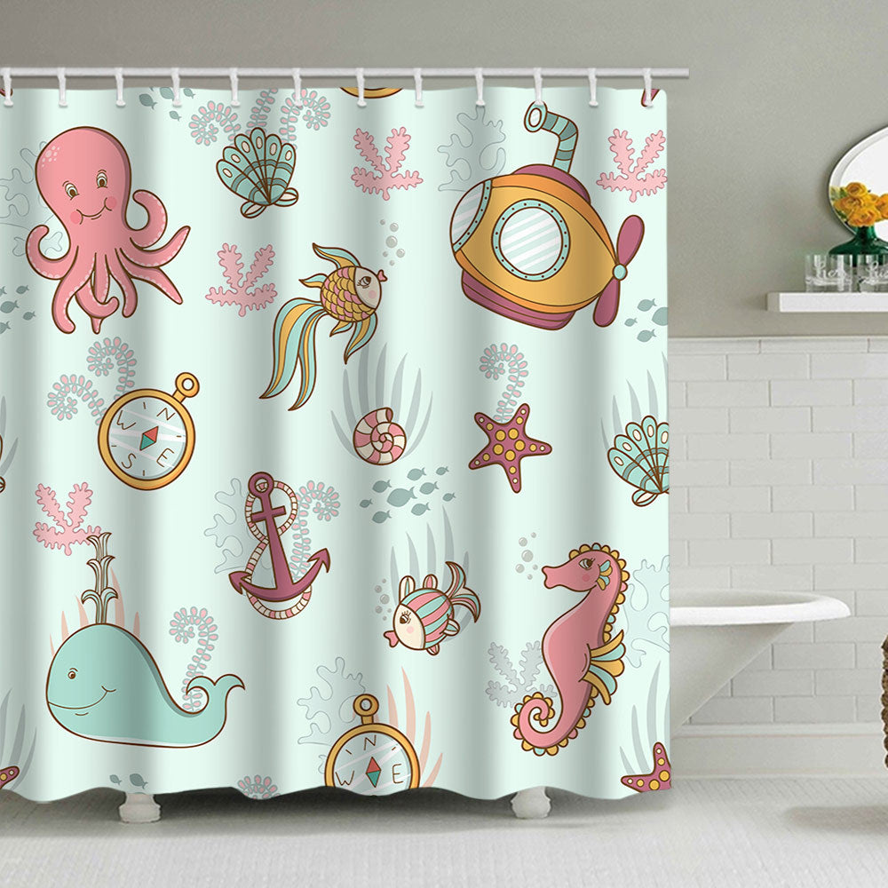 Nautical-Themed Shower Curtain Bowlift