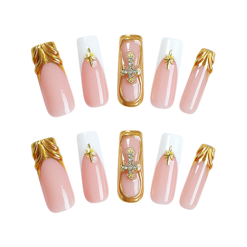 Creative Nail Art Set with Sparkling Gold Accents Bowlift