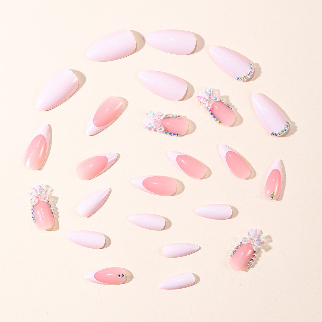Elegant Stiletto Nail Art Set with Gem Accents Bowlift