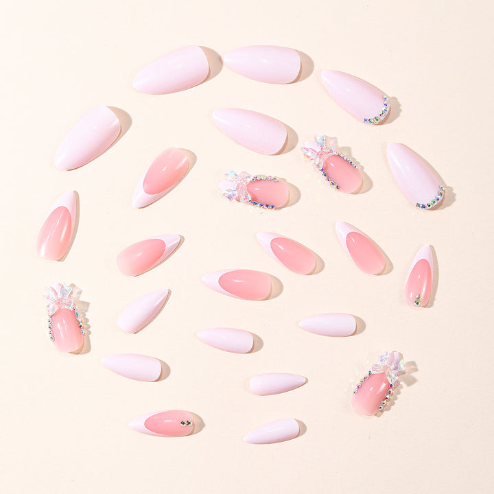 Elegant Stiletto Nail Art Set with Gem Accents Bowlift