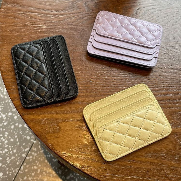 Quilted Leather Card Holder Bowlift