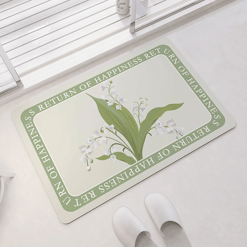 Unisex Oval Floral Pattern Bath Mat Bowlift