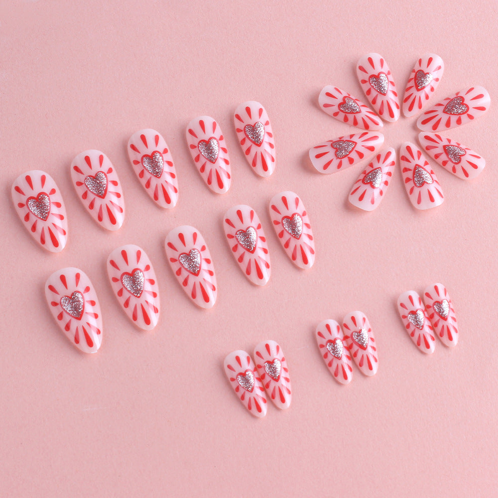 Decorative Heart-Themed Press-On Nails Bowlift