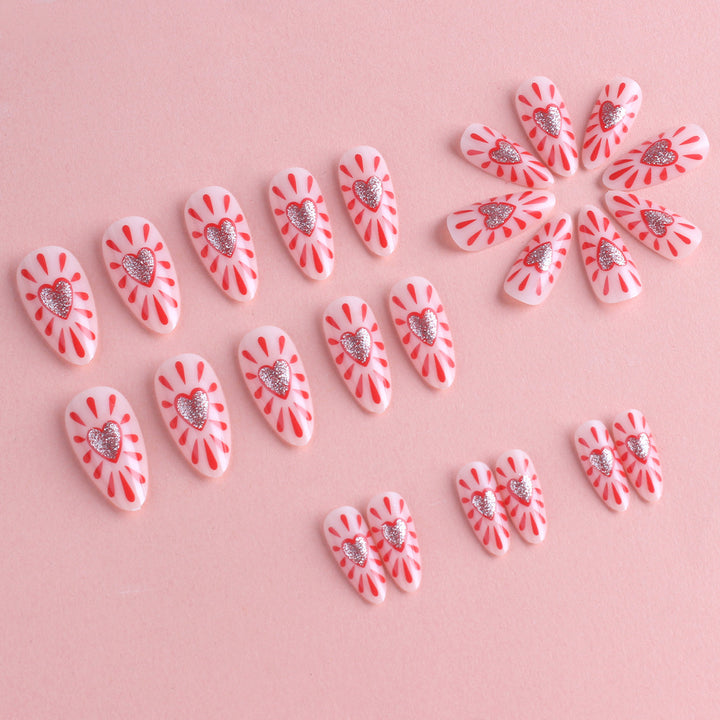 Decorative Heart-Themed Press-On Nails Bowlift