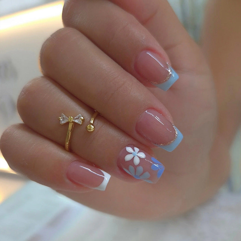 Floral Decorated Press-On Nail Set Bowlift