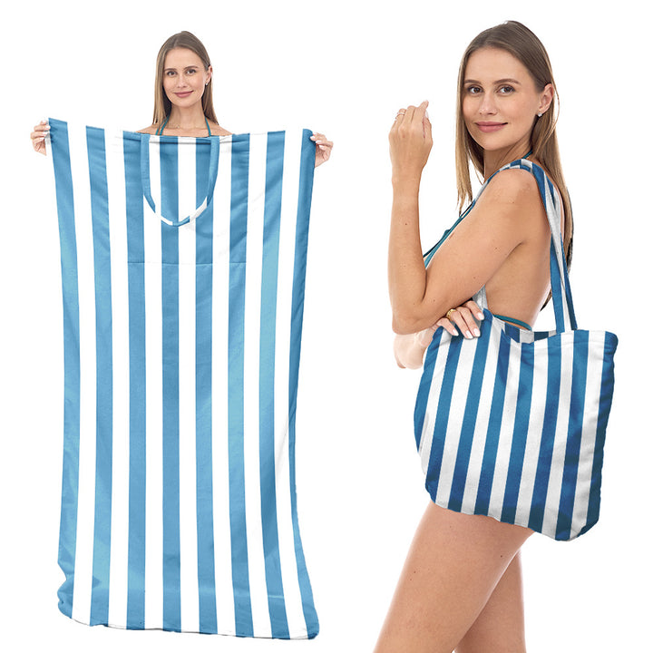 Beach towel with integrated tote bag design Bowlift