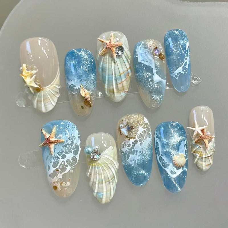 Artificial nails with maritime shell pattern Bowlift