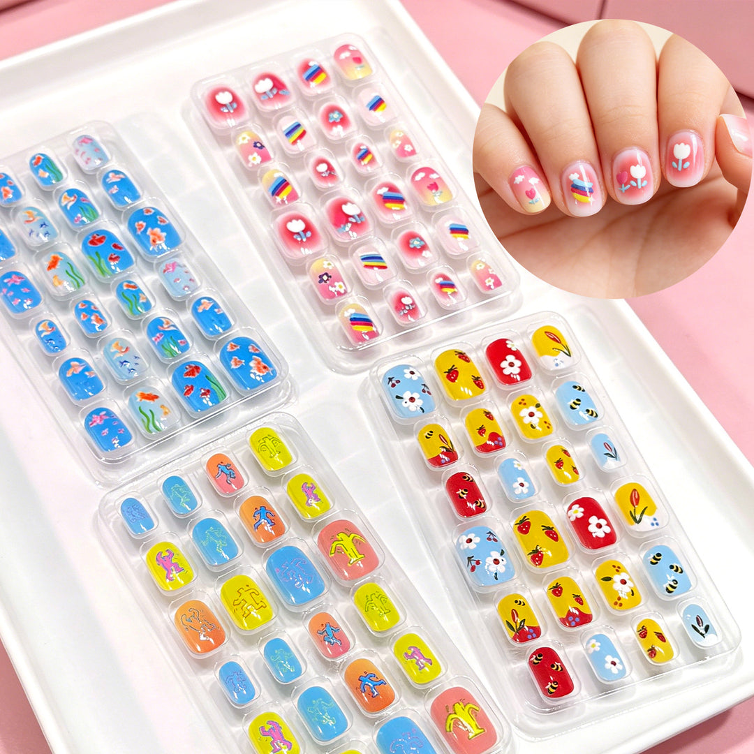 Creative Cartoon-Themed Press-On Nail Collection Bowlift