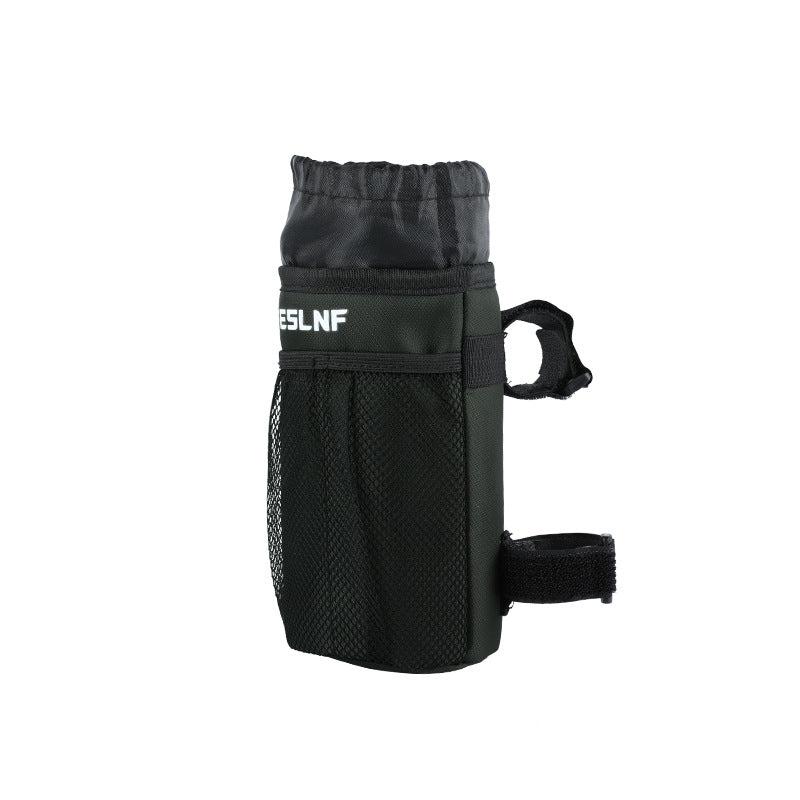 insulated bike bottle holder with adjustable Velcro straps and mesh pocket Bowlift