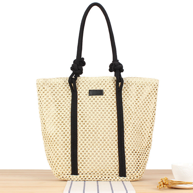 Trendy Bast tote bag with decorative faux leather straps Bowlift