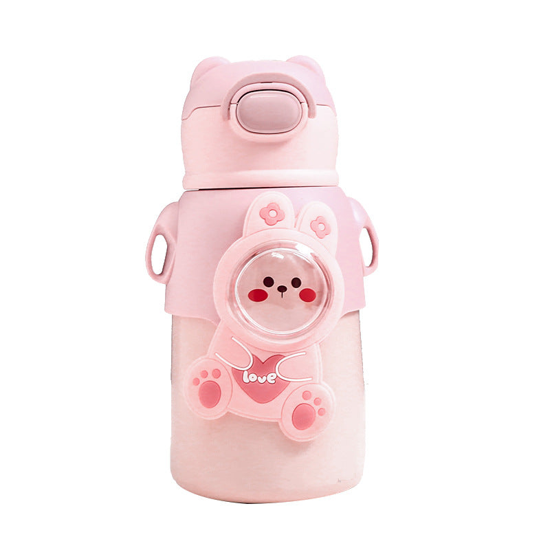 Women's Insulated Bottle with Funny Animal Design and Integrated Carrying Strap Bowlift