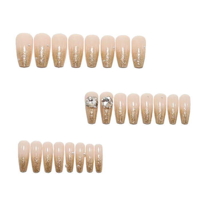 Glamorous artificial nails with glitter and pearl embellishments Bowlift