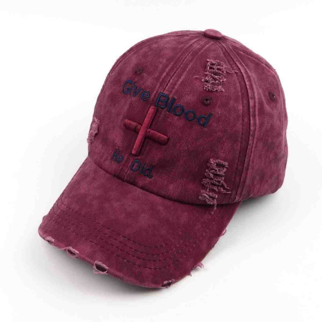 Women's Distressed Graphic Baseball Cap with Inspirational Message Bowlift