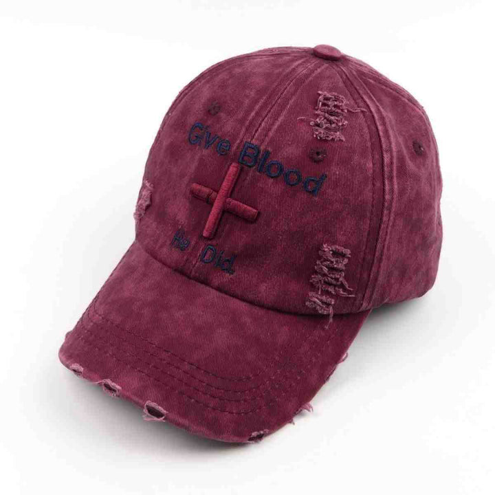 Women's Distressed Graphic Baseball Cap with Inspirational Message Bowlift