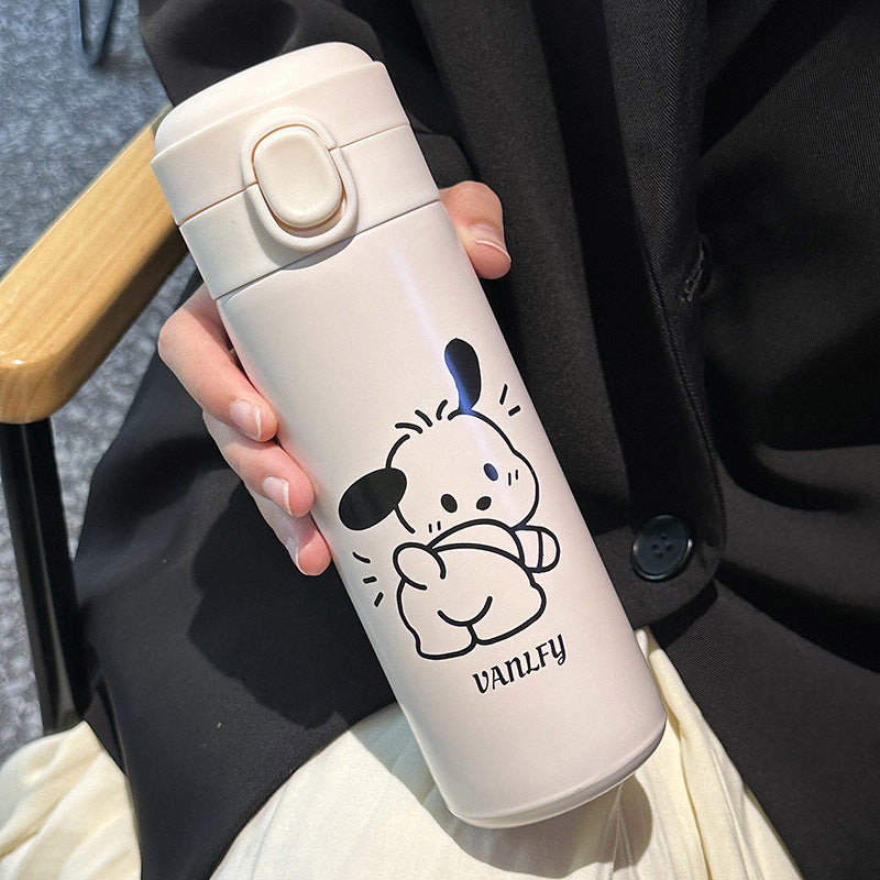 Ladies thermos bottle with secure flip top and cute animal design Bowlift