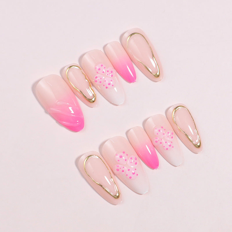 Elegant Ombre Floral Design Press-On Nails Bowlift