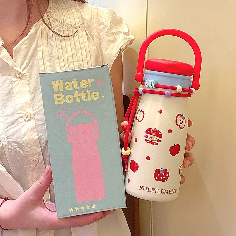 Women’s creative drinking bottle with funny design and practical cord Bowlift