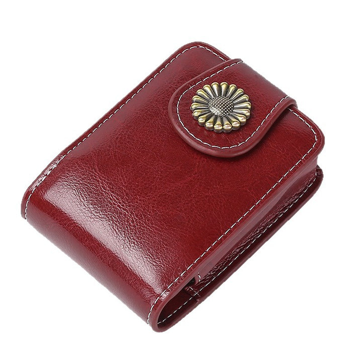 Vintage Leather Buttoned Coin Purse Bowlift