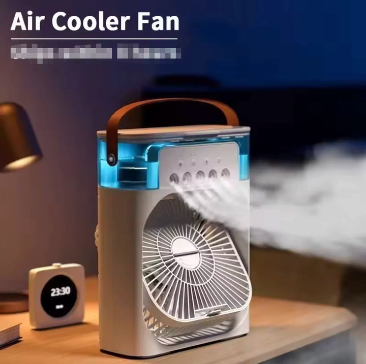 Unisex One Size portable USB humidifying fan with three speed settings and seven color LED Bowlift