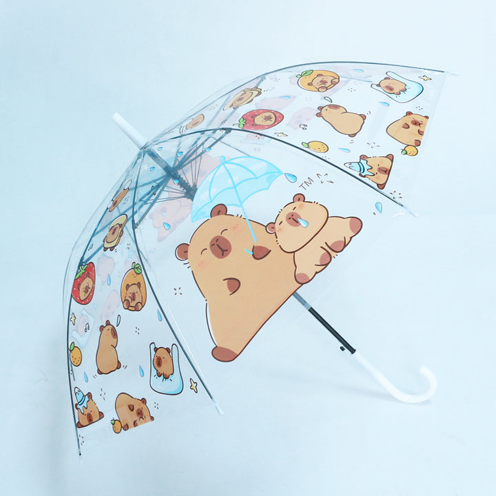 Women Folding Umbrella with Unique Cartoon Bear Design Bowlift