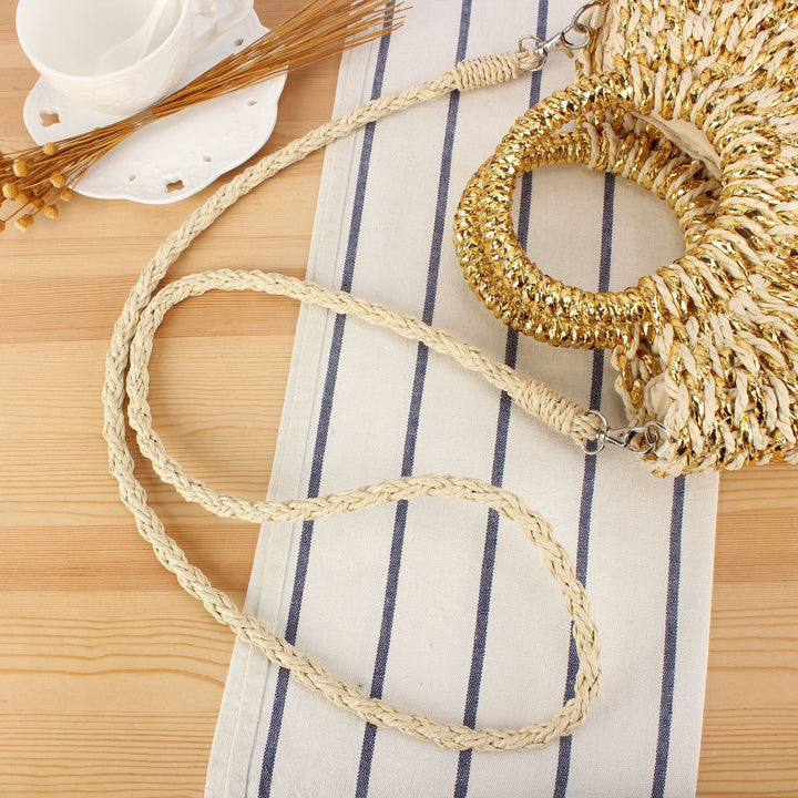 Stylish Woven Shoulder Bag with Round Handle Bowlift