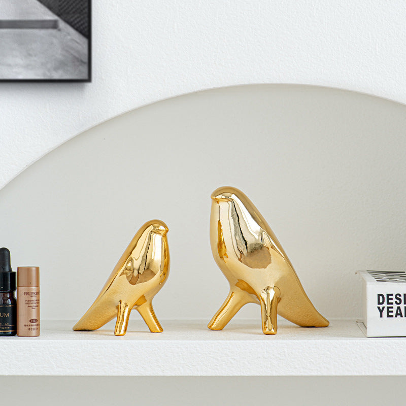 Elegant Artificial Ceramic Bird Sculpture Bowlift