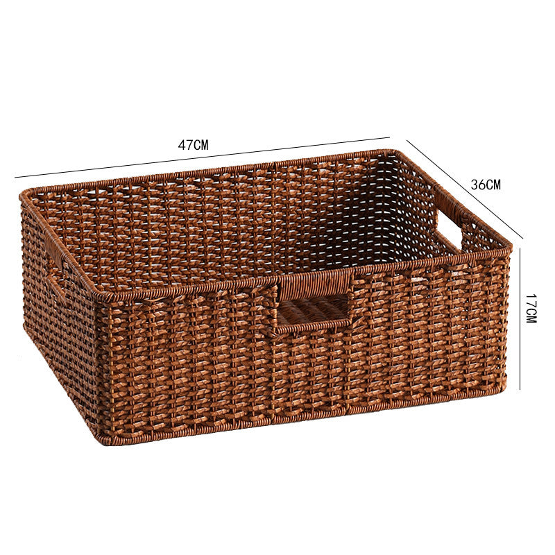 Large Woven Storage Bin with Ergonomic Cutout Handles Bowlift