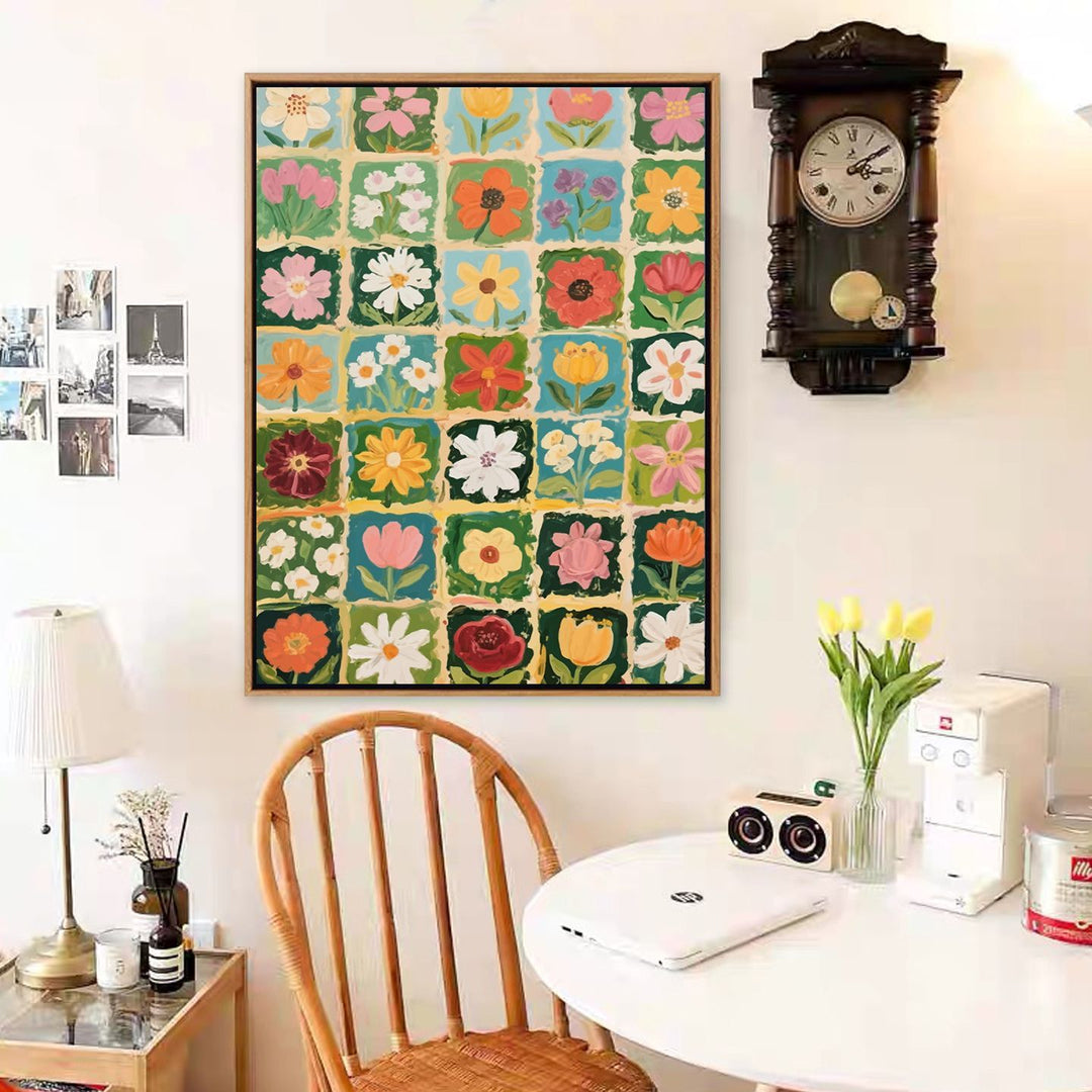 Colorful Floral Motif Canvas Art Print Bowlift
