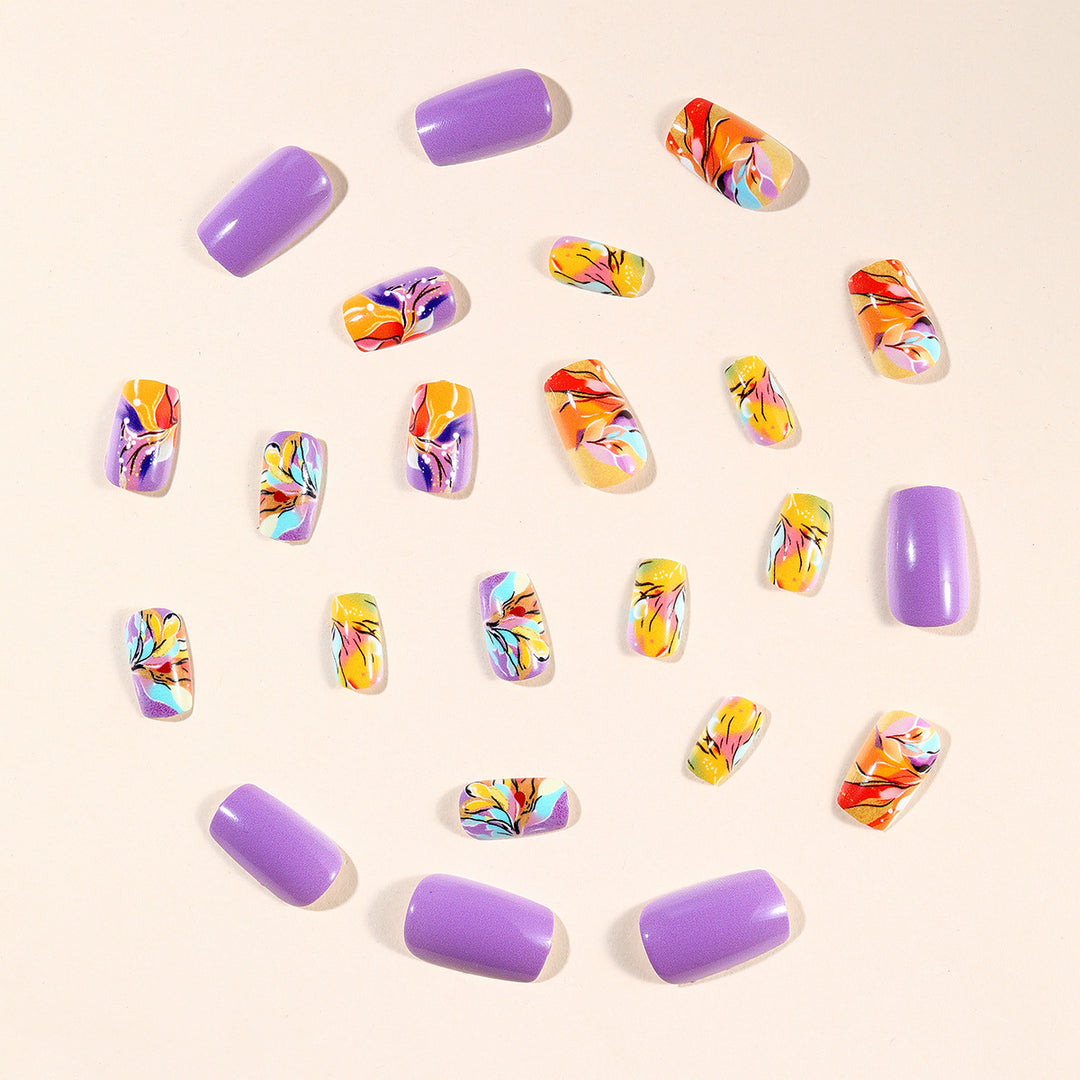 Artistic Floral Gel Nail Art Extensions Bowlift