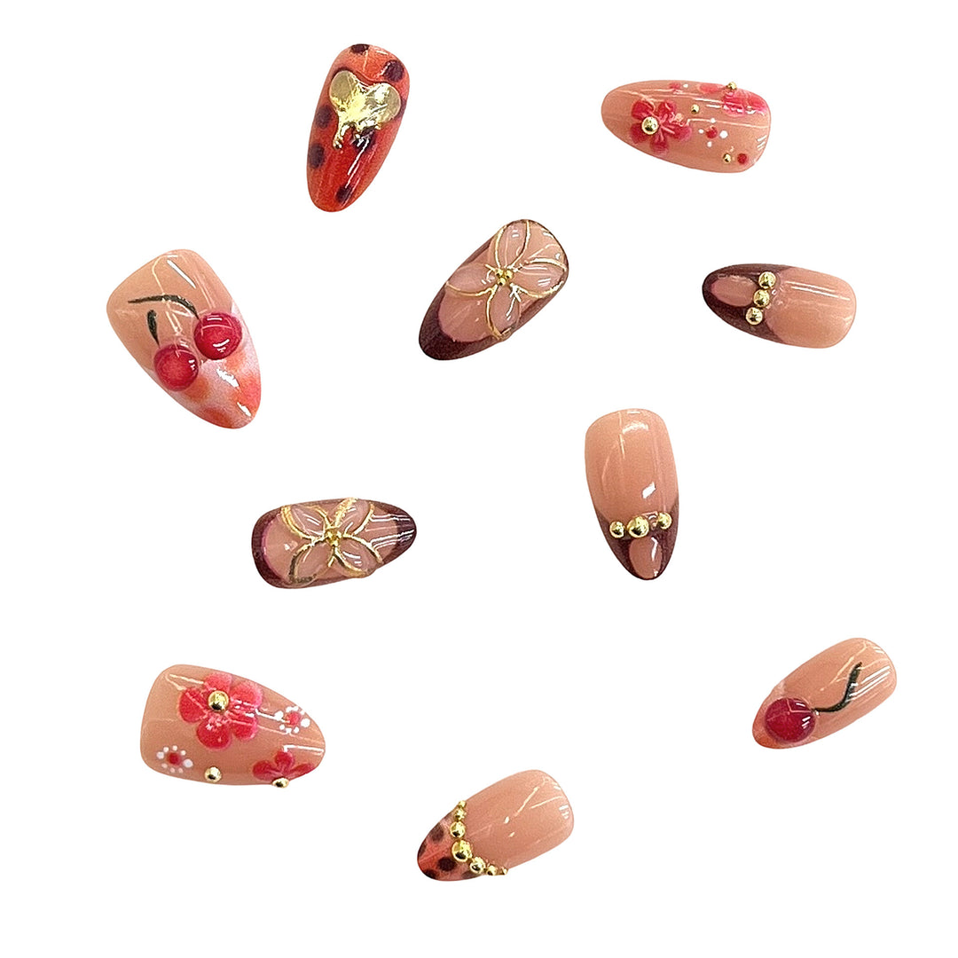 Artistic Floral Accent Press-On Nails Bowlift 1787225333