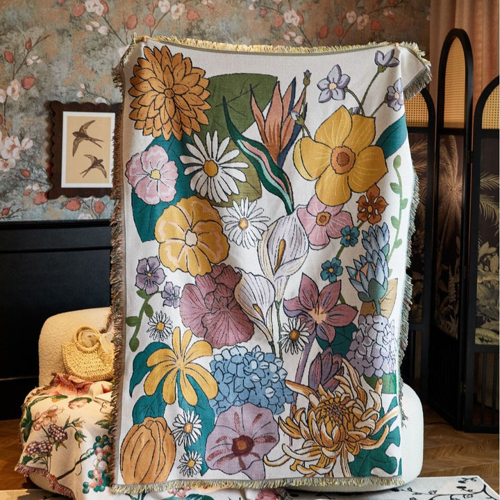 Floral Patterned Tapestry Blanket
