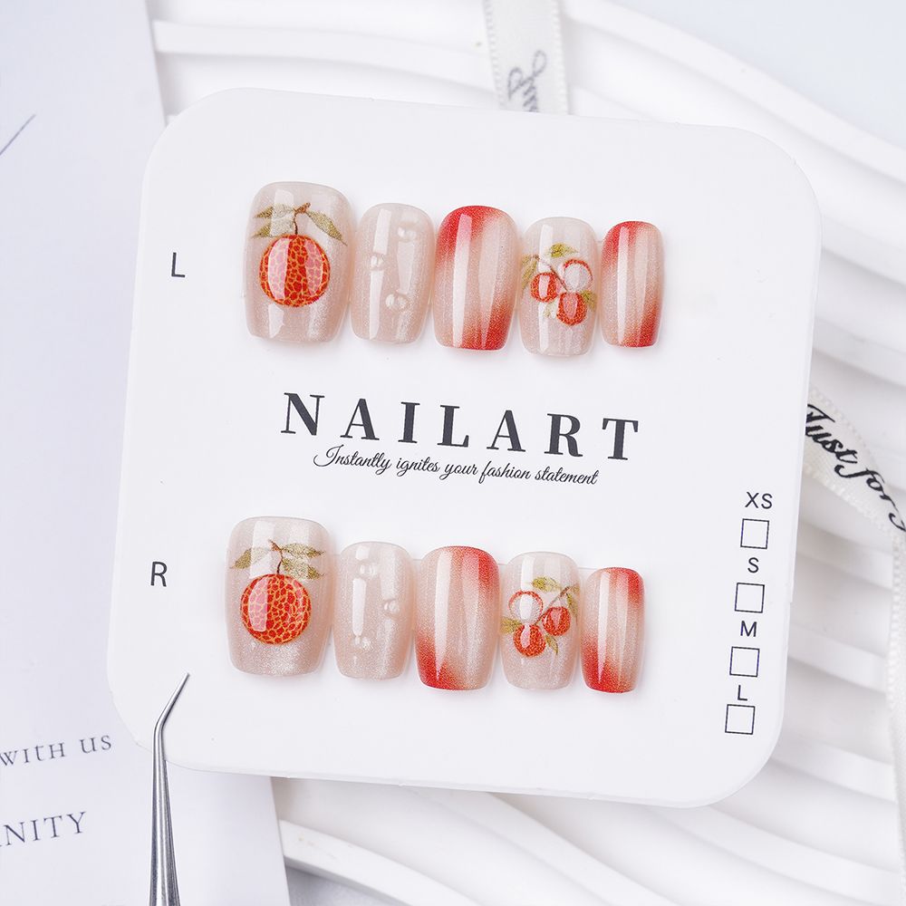 Elegant Press-On Nail Art Set with Floral and Gemstone Embellishments Bowlift
