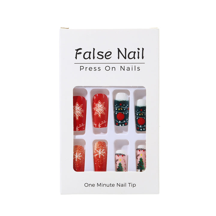Festive artificial nails in Christmas design Bowlift