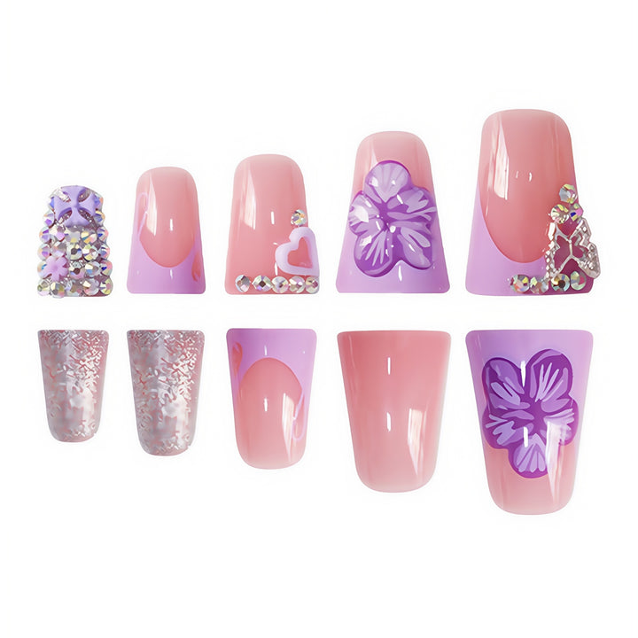 Decorative Floral Press-On Nails Bowlift