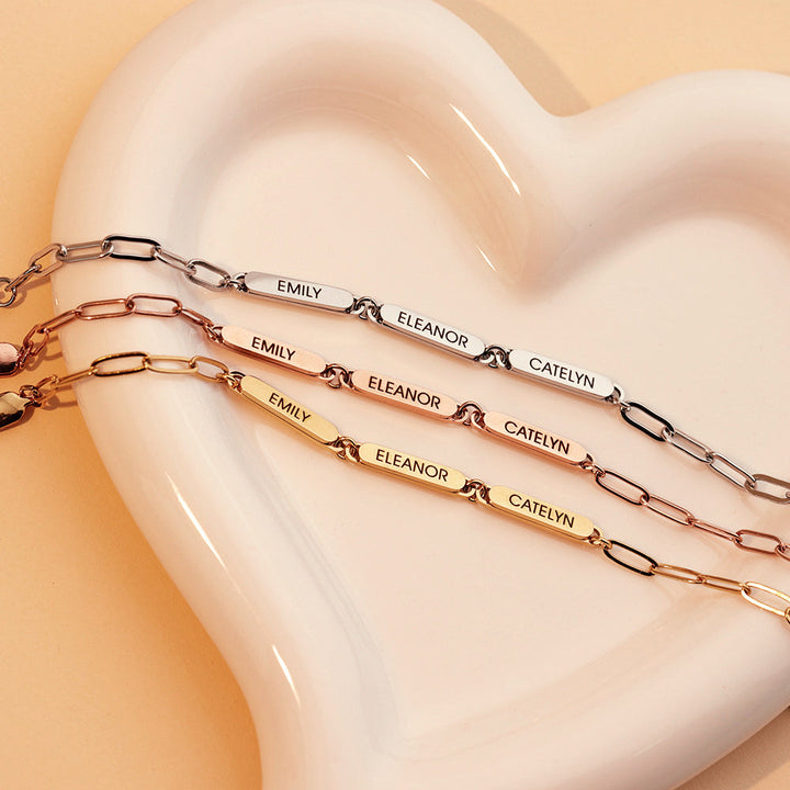 BowLift | Personalized Family Names Paperclip Bracelet