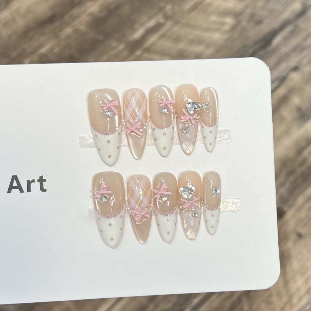 Decorative Bow Accent Press-On Nail Art Set Bowlift