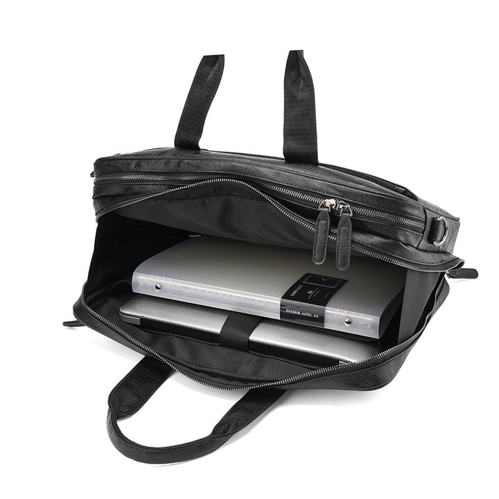 Premium Leather Business Briefcase Bowlift