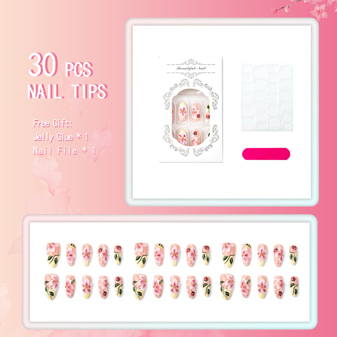 Artful Nail Extensions with Floral Designs Bowlift