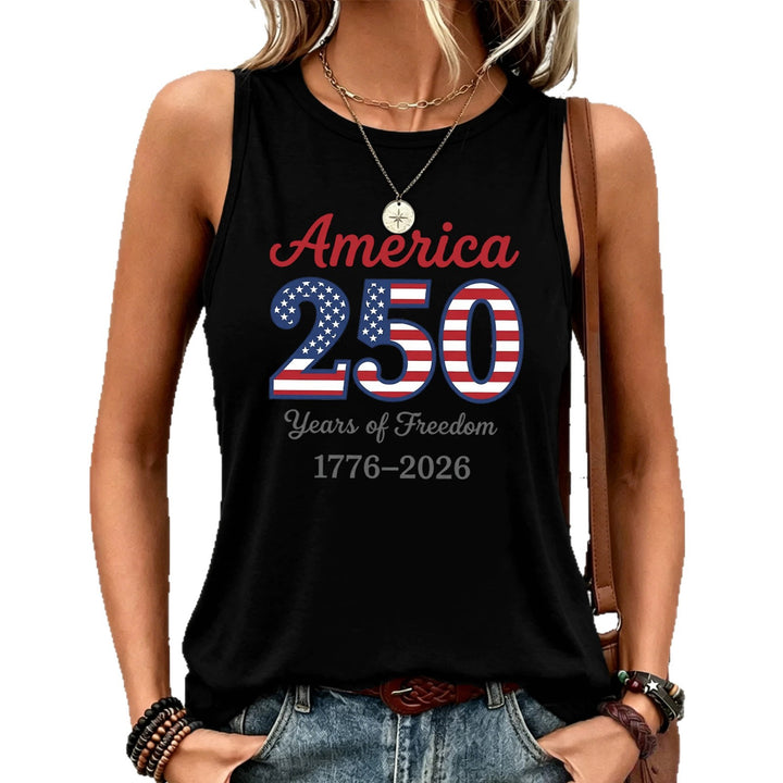 Women's nan sleeveless patriotic graphic tank top with soft modal-cotton blend and relaxed drape Bowlift