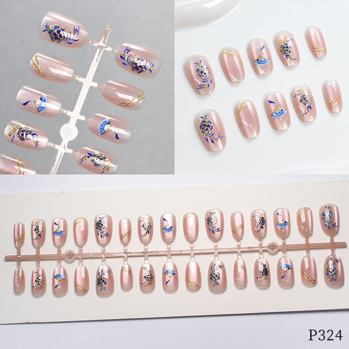 Floral Design Press-On Nail Tips Bowlift