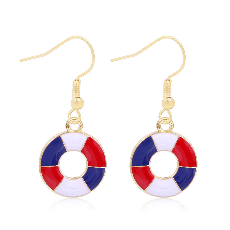 Women's lightweight star earrings with enamel flag design and fishhook Bowlift