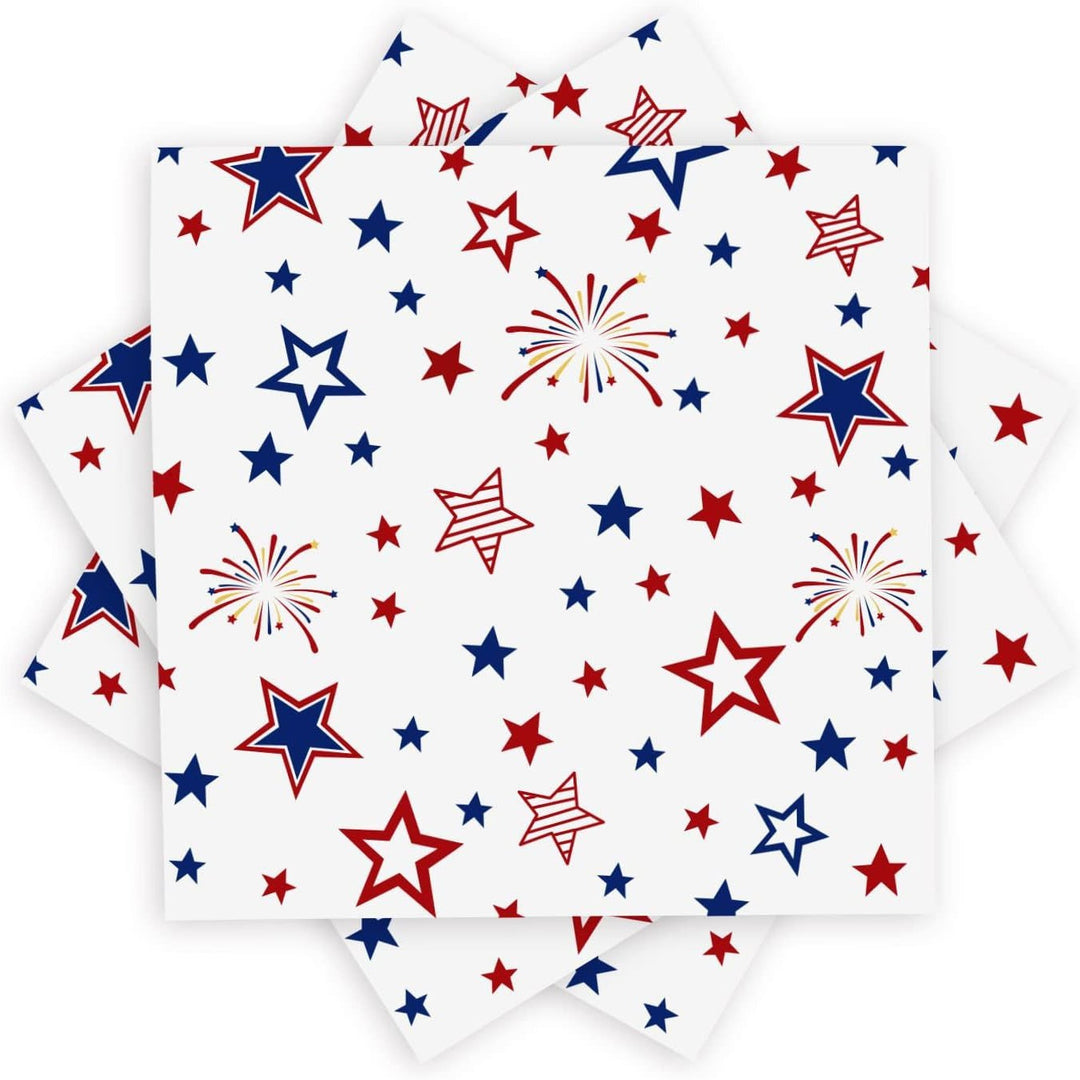 Unisex nan festive star patterned disposable party napkin with fireworks motif Bowlift
