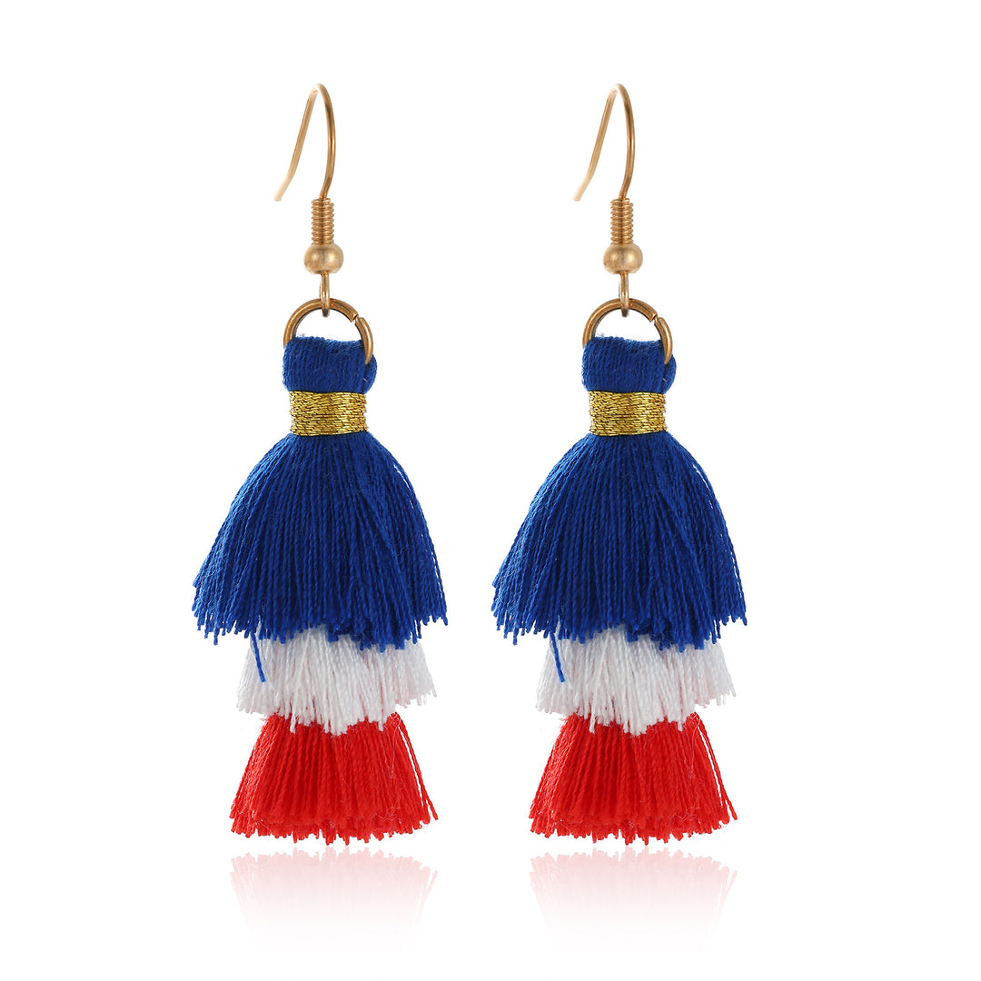 Women's lightweight star earrings with enamel flag design and fishhook Bowlift