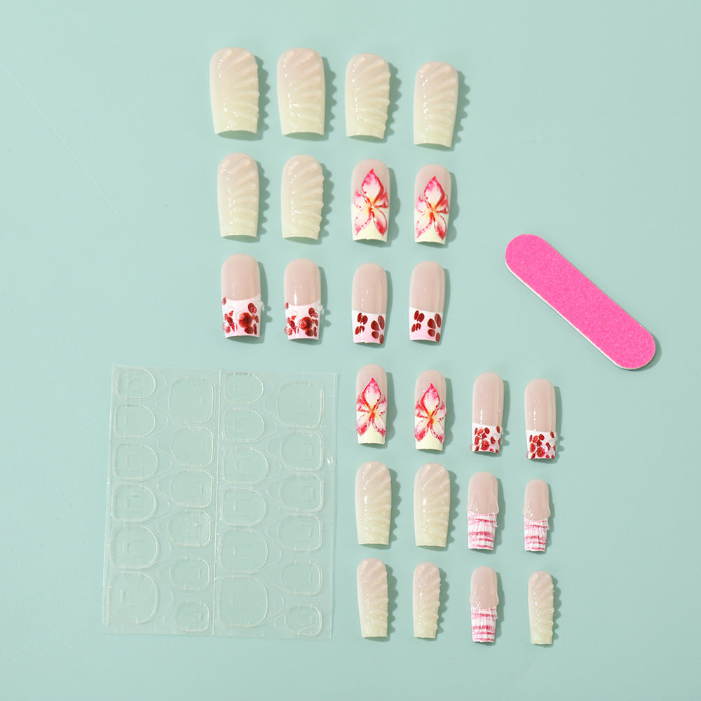 Artificial Nails Set with Elegant Floral Designs Bowlift