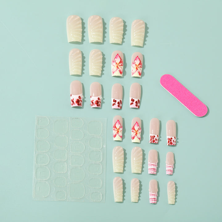 Artificial Nails Set with Elegant Floral Designs Bowlift