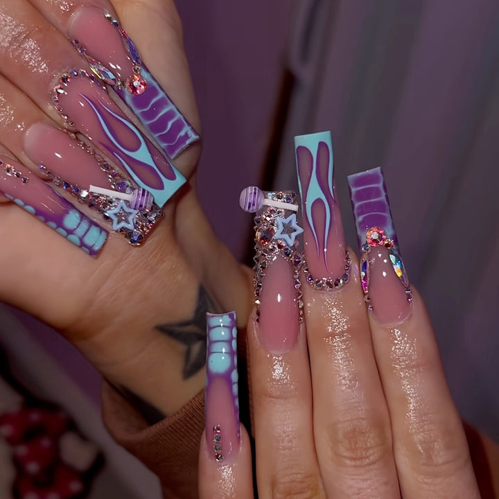 Artistic Long Nail Art Extensions Bowlift