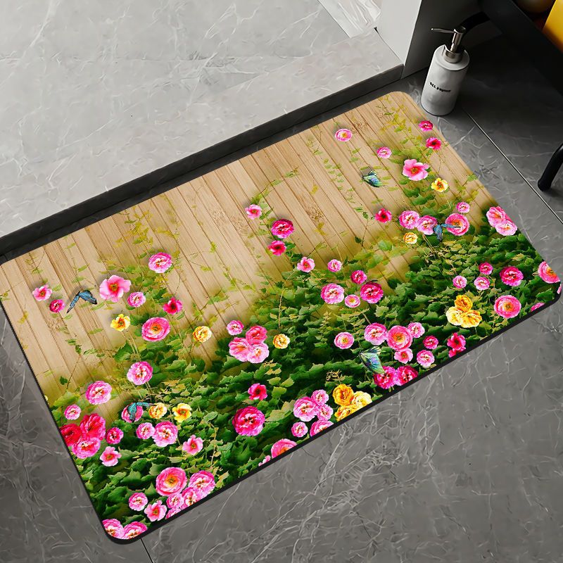 Elegant Floral Design Bath Mat Bowlift