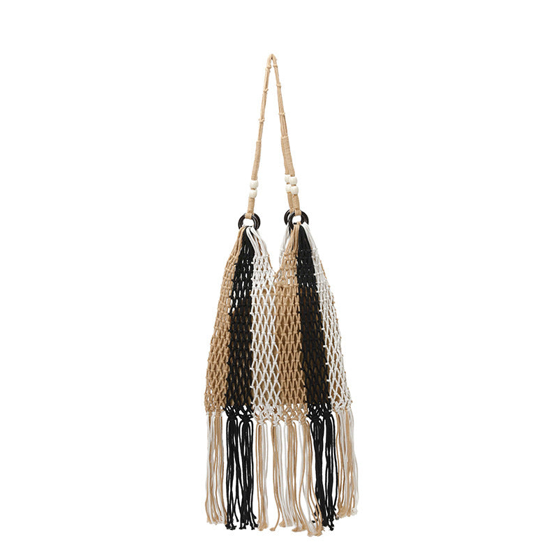 Macrame Tote Bag with Tassels Bowlift