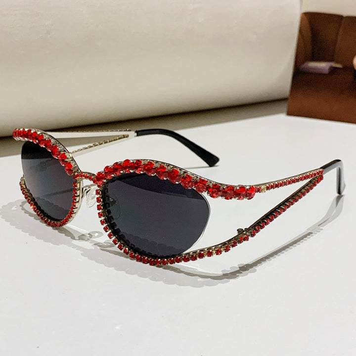 Ladies Glamorous Sunglasses with Sparkling Crystal Accents Bowlift