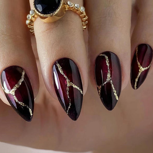 Artistic Pointed Press-On Nail Designs Bowlift